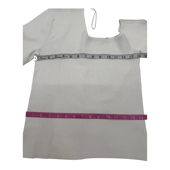 Lauren Ralph Lauren White One Shoulder Long Sleeve Ribbed Knit Top - Picture 5 of 7